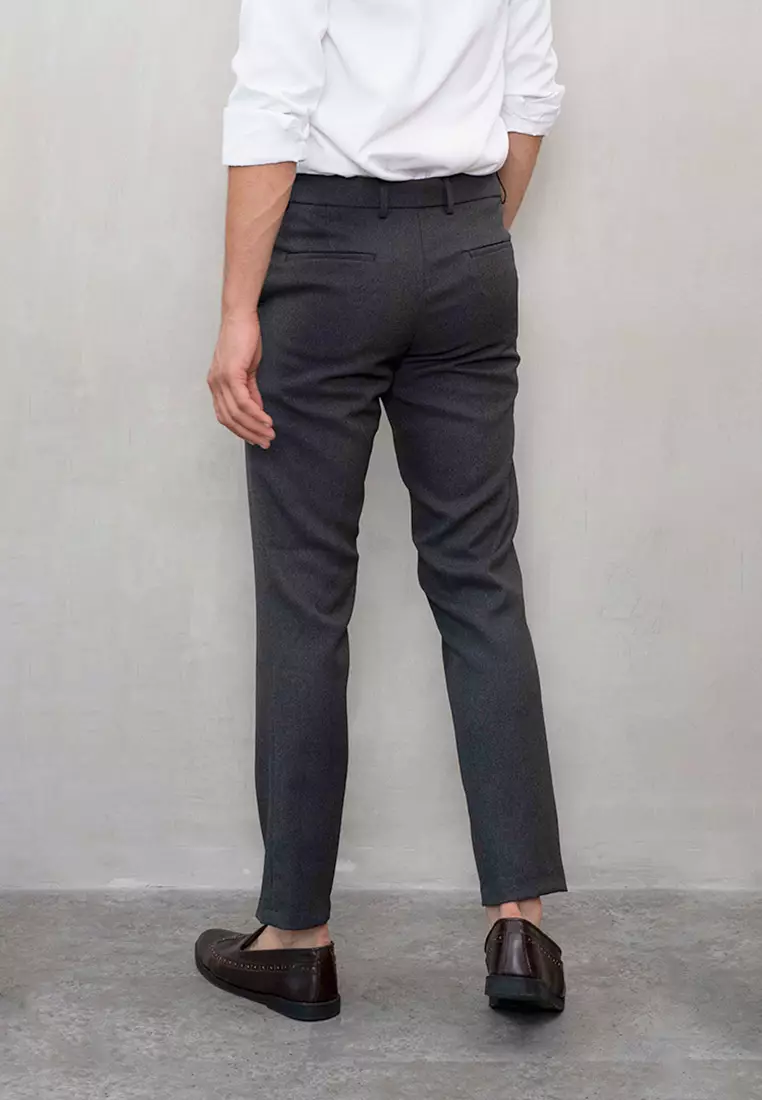 celana kerja pria slim fit formal bahan houseofcuff abu tua