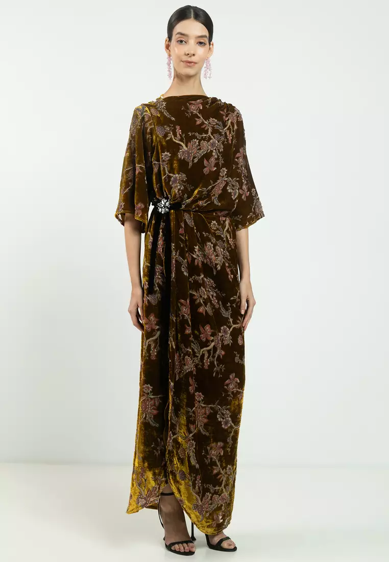 Ayu Draped Velvet Dress