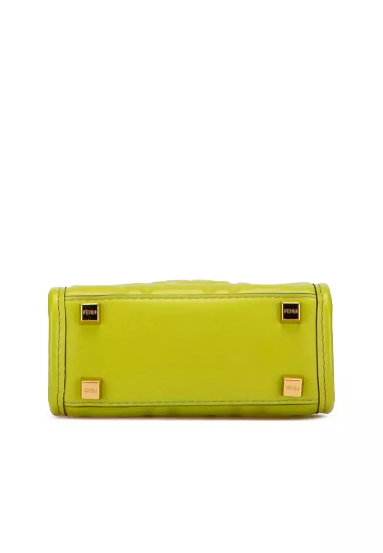 Pre-Loved Fendi Mini Zucca Embossed Leather Sunshine Shopper Tote