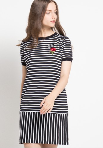 Emroidered Striped Dress
