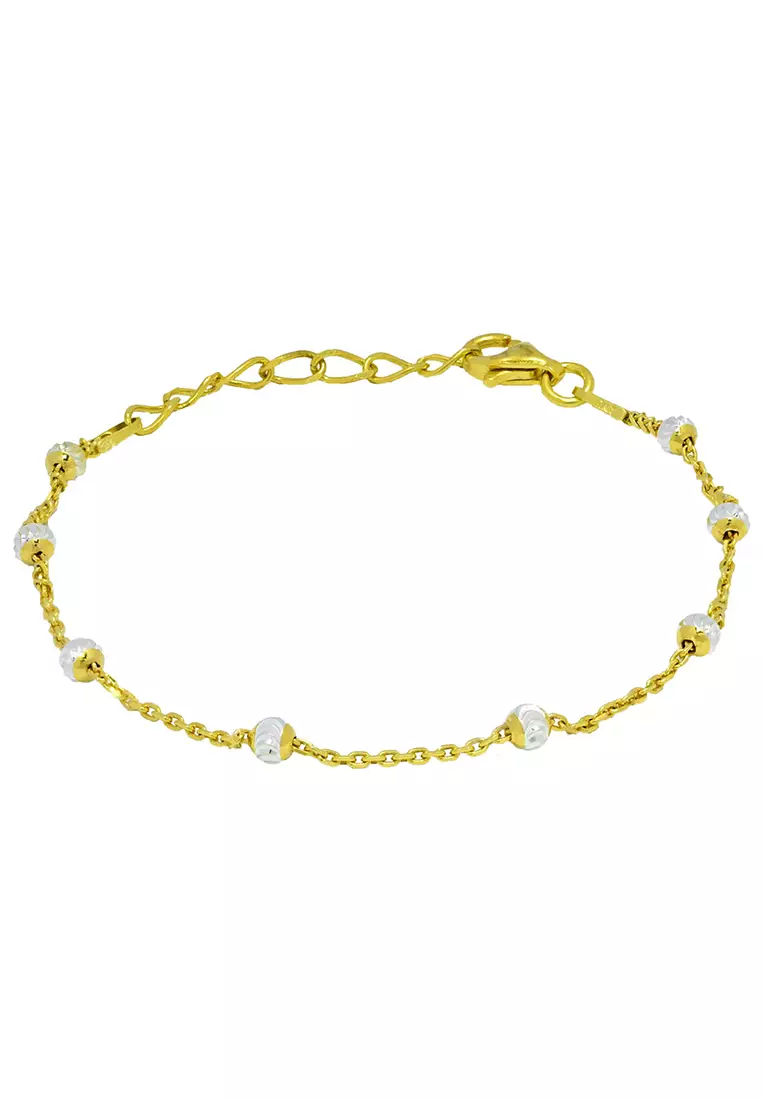 S925 Italian Silver Bracelet - Cable Beads 3mm Moon Cut