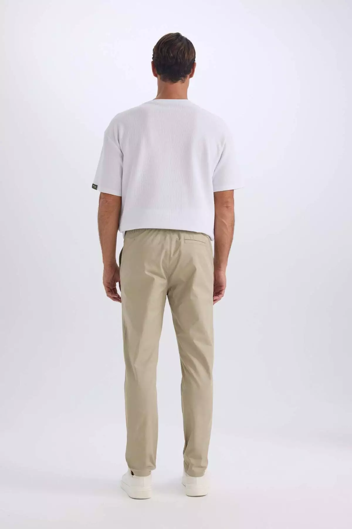 100% Cotton Summer Jogger Chino Pants with Tie-Up Waist and Pockets Straight Leg Z9933Az25Sp