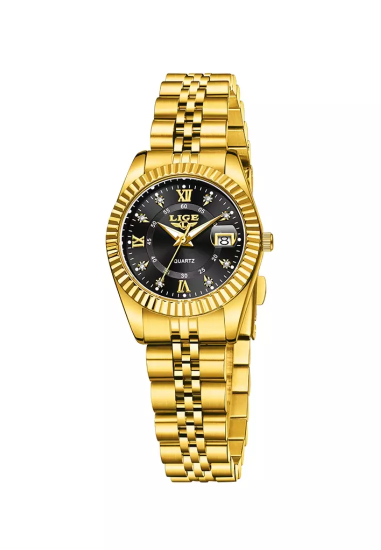 Bracelet Little Boy Gold Watches Ladies IP Gold Stainless Steel - Main Image