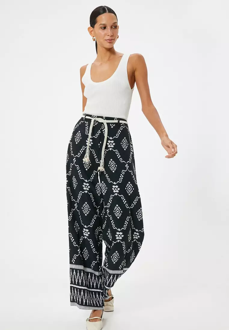 Printed Wide Leg Trousers