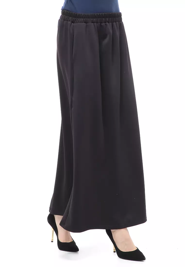Rok Panjang Muslimah Polos Bawahan Wanita Regular Fit All Size - Hitam