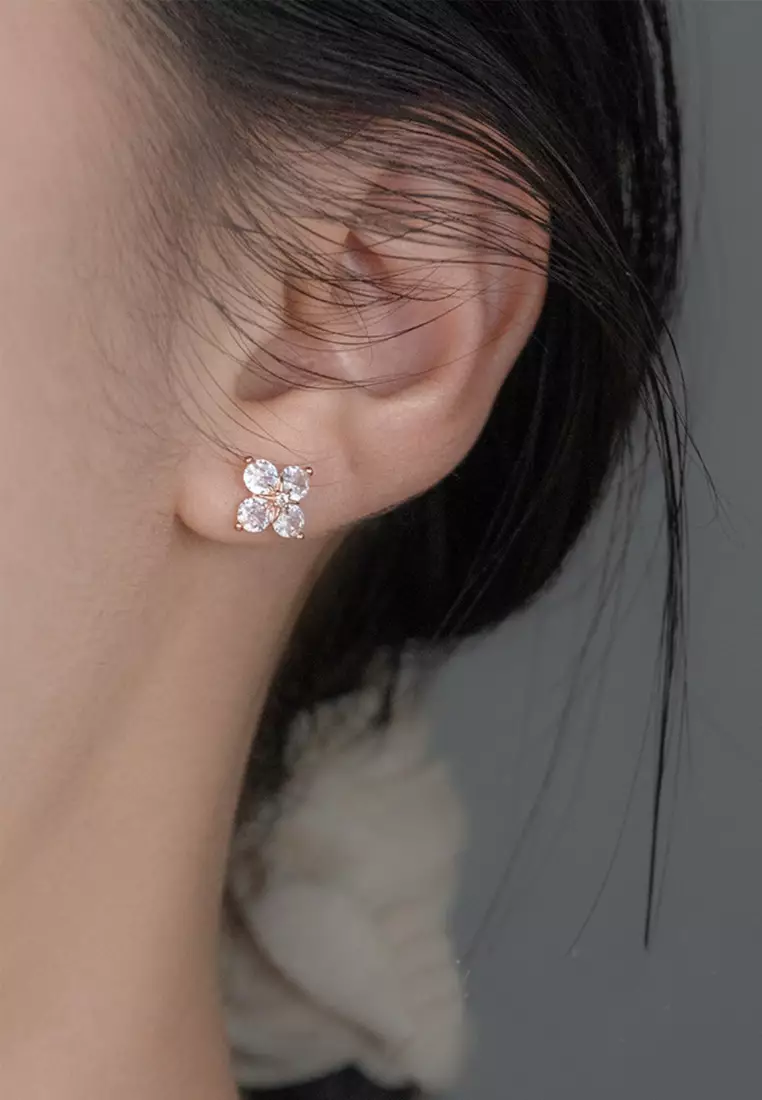 925 Silver Zircon Floral Earrings JW AR-M05402