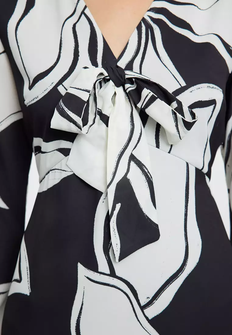 V-Neck Floral Midi Dress