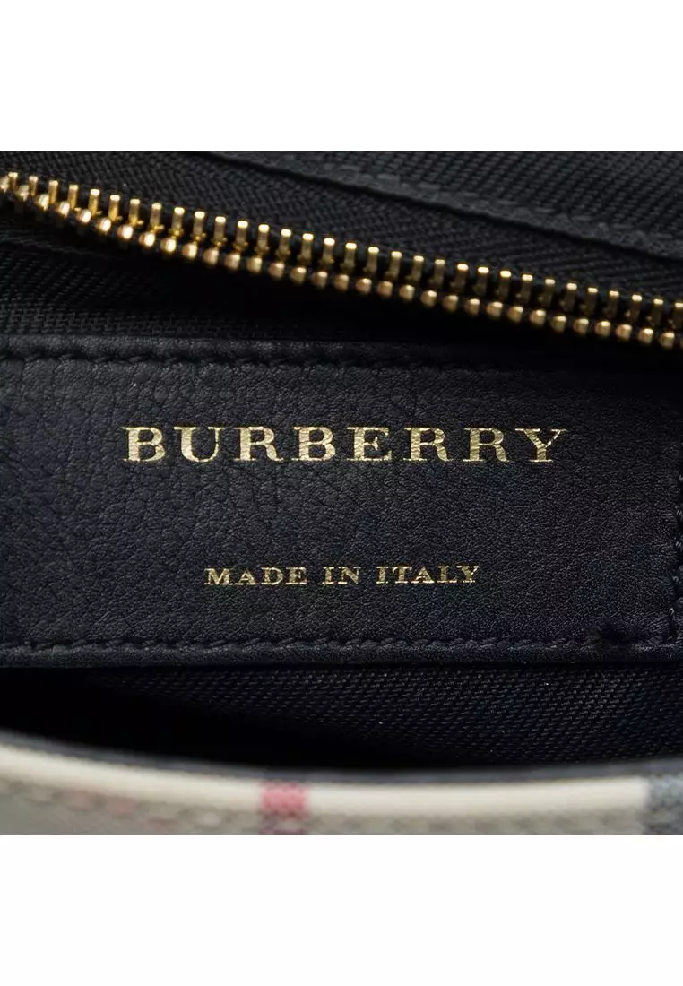 Pre-Loved Burberry Small Haymarket Check Nylon And Leather Dickens Crossbody