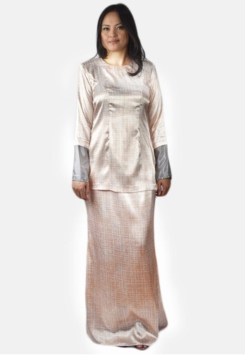 Buy Vini G Silver Abstract Satin Baju Kurung Modern Online Zalora Malaysia