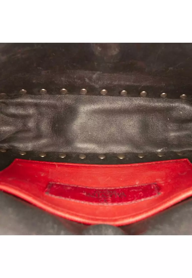 Pre-Loved Valentino Small Metallic Lambskin Rockstud Spike Satchel