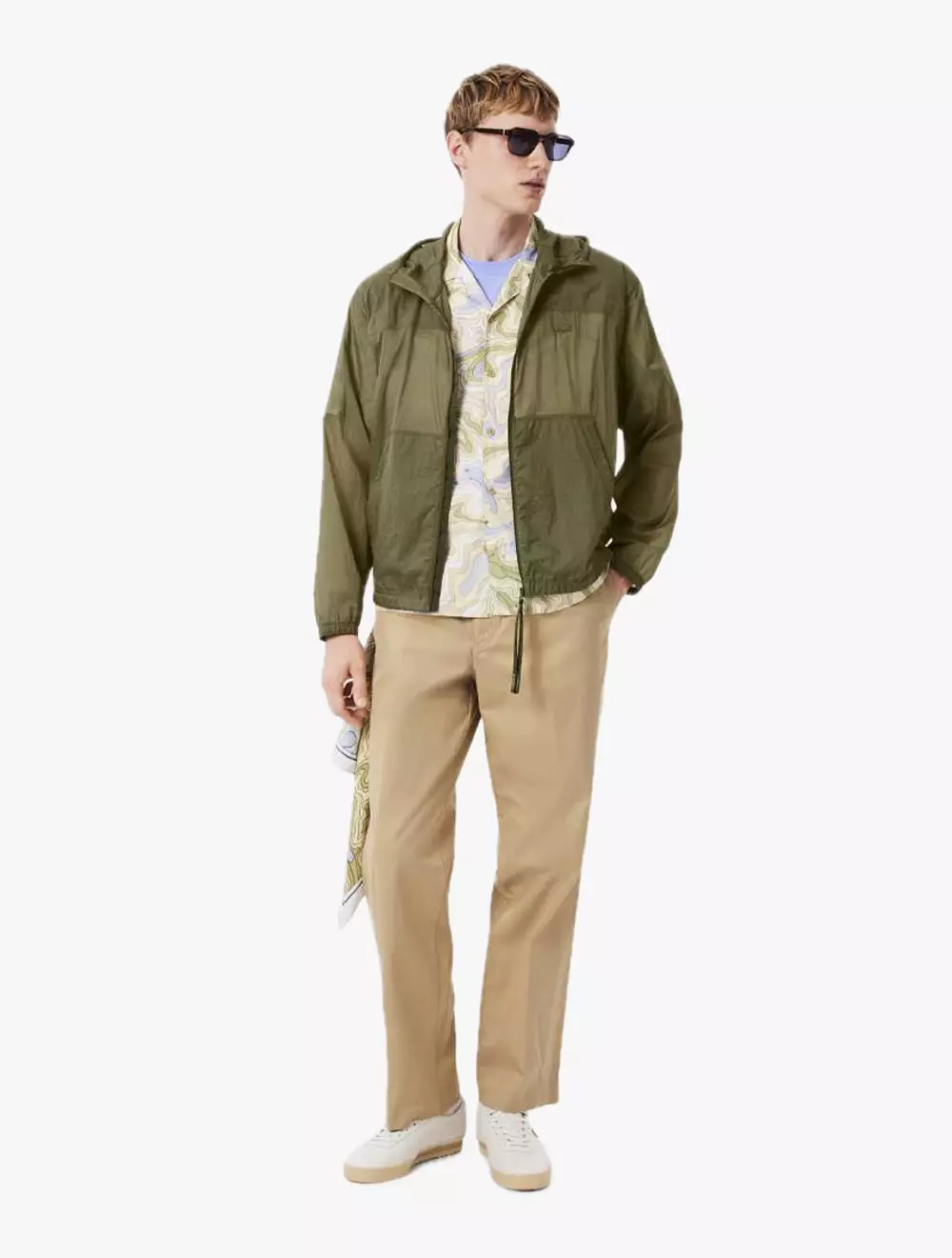 Lightweight Water-Repellent Hooded Jacket - Green