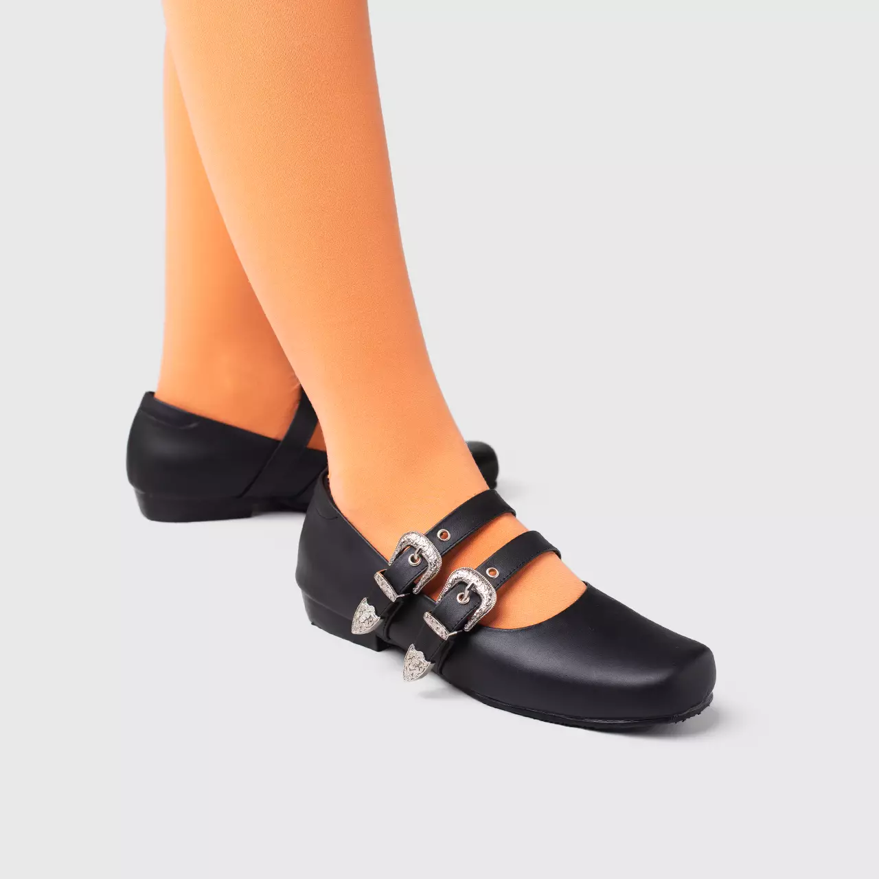 Baleva Flat Shoes Genuine Leather Pantera Black
