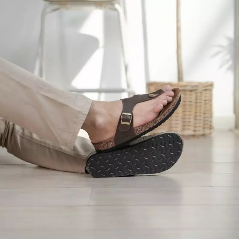 Cogen Sandal Jepit Pria Sendal Kulit Birken Vintage - Vester Brown