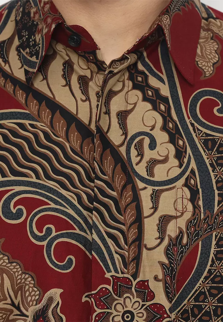 Kemeja Batik Pria Slimfit Prakasa - Maroon