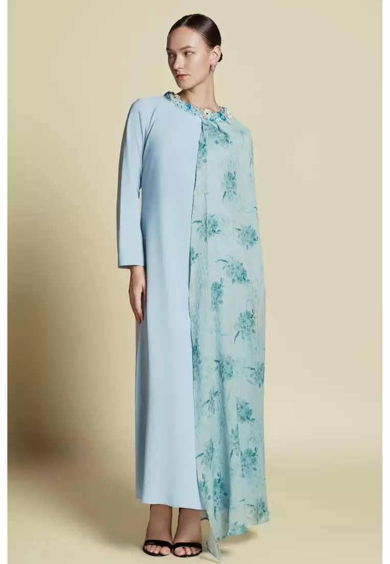 Asymmetrical Side Cape Kaftan in Silk