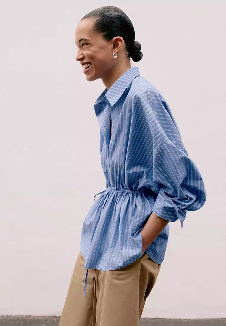 Cotton Poplin Drawstring Shirt