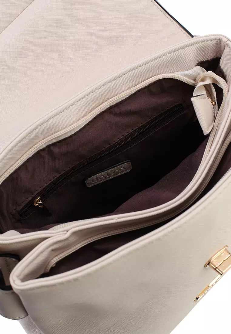 Saffiano Texture Mini Sling Bag With Turn Lock