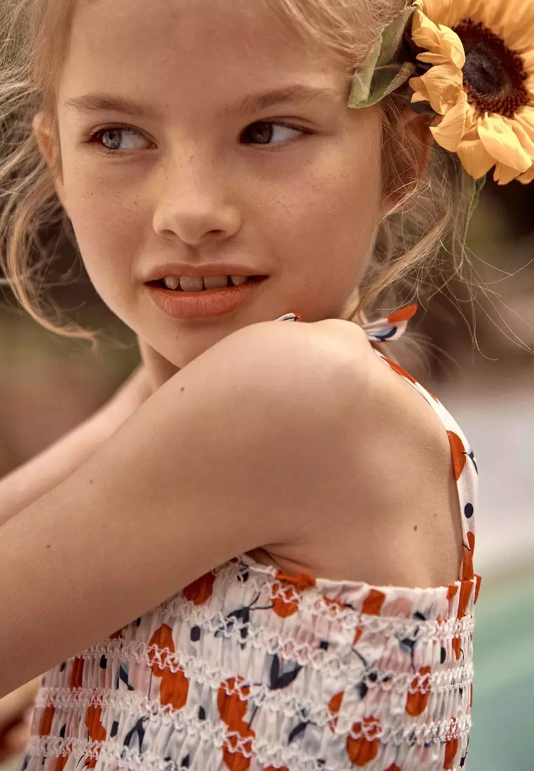 Ecru Cherry Print Top