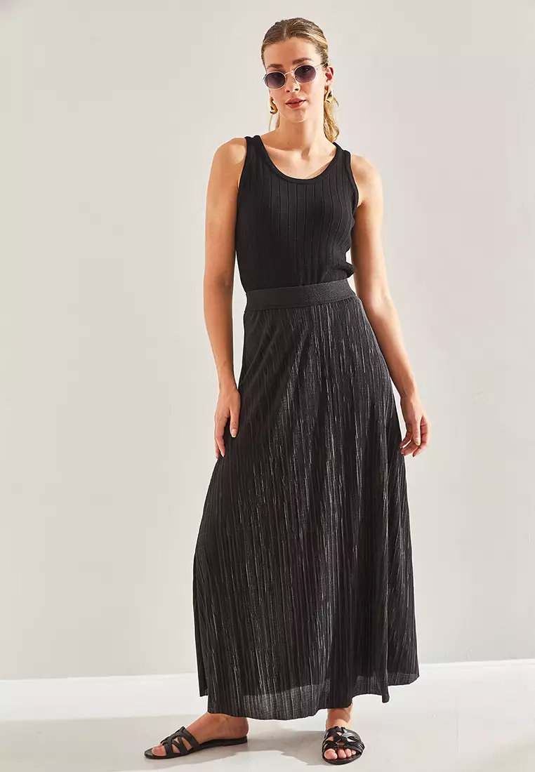 Lurex Elastic Maxi Skirt