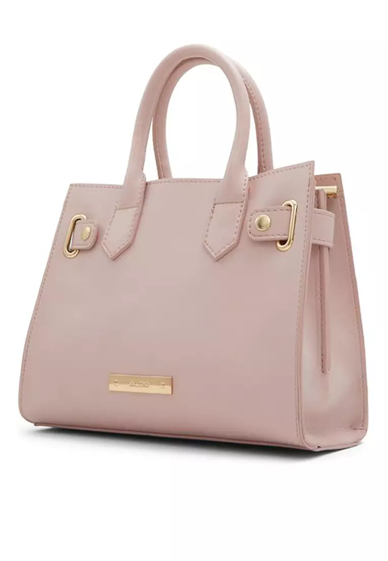 Aldo Coquette Solid Tote Bag with Detachable Crossbody Strap in Pink