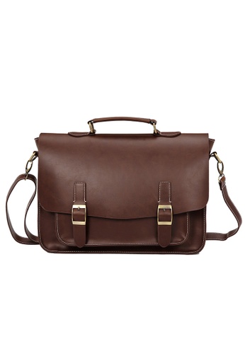 Buy Lara Men Belt Buckle Plain Messenger Bag Coffee Zalora Hk