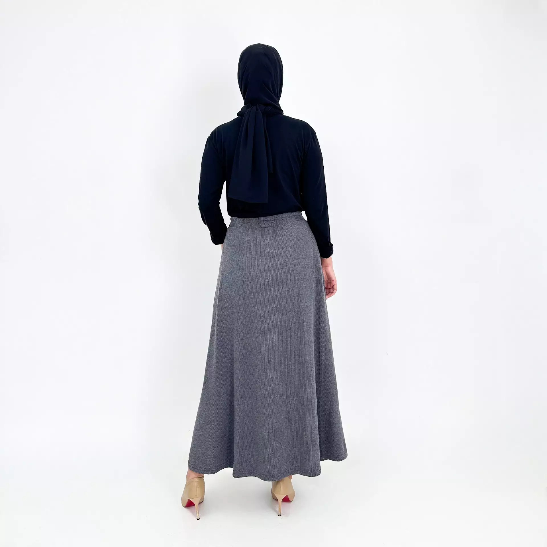 Longskirt Knit Ani [ABU ABU] Rok Panjang Wanita Maxi