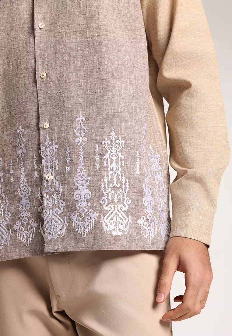 MOC Kemeja Koko Lengan Panjang Pria Anbiya - Brown