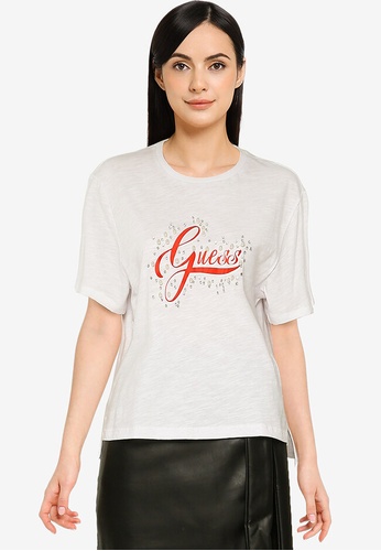 Guess white Short Sleeve Cn Leontina Tee F27C4AAE470A5AGS_1