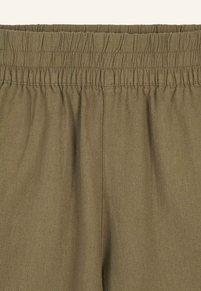 High-Waisted Linen-Blend Pull-On Shorts -- 3.5-inch inseam