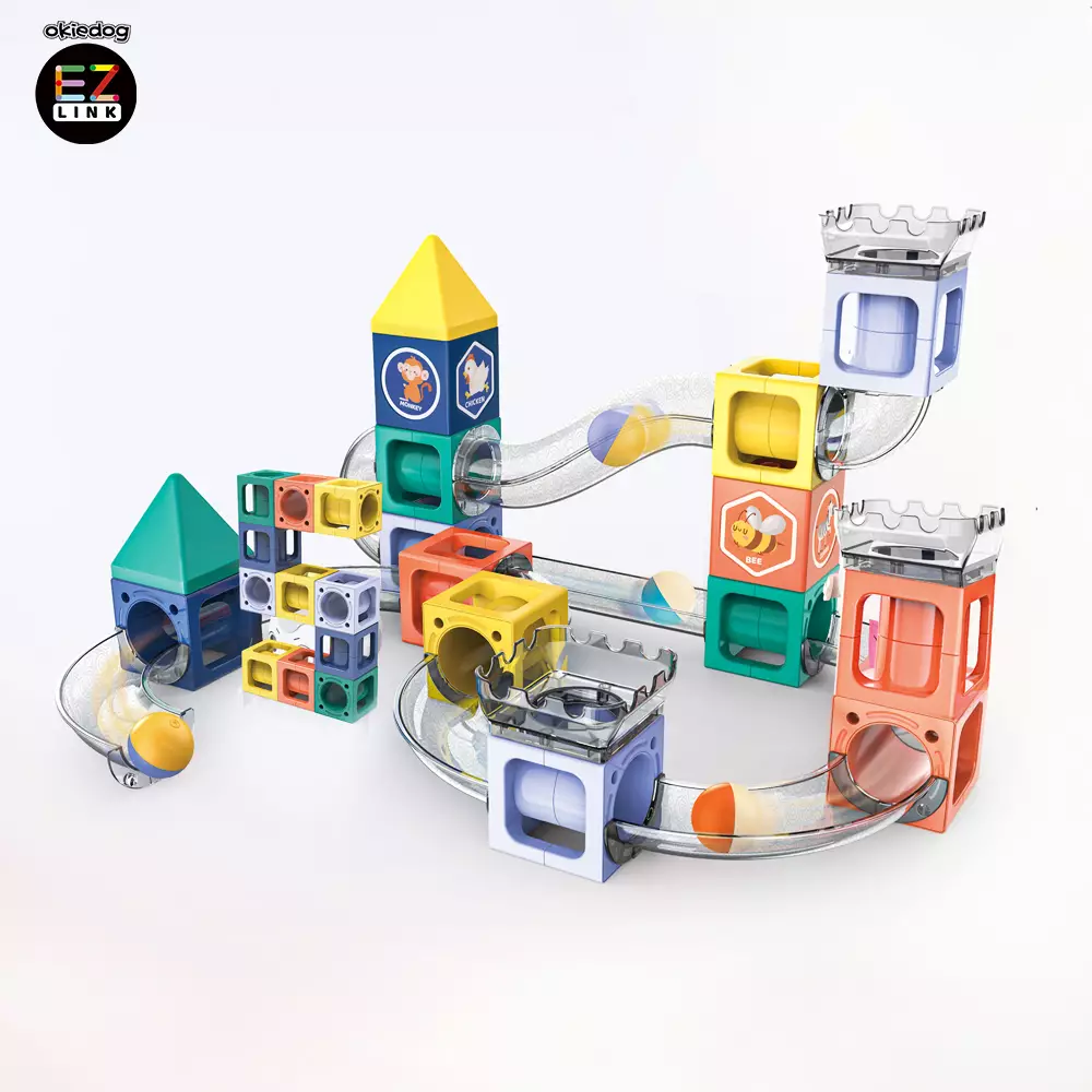 Okiedog EZLINK Magnetic Square Run - Mainan Magnet Edukasi anak (STEM) - 38pcs