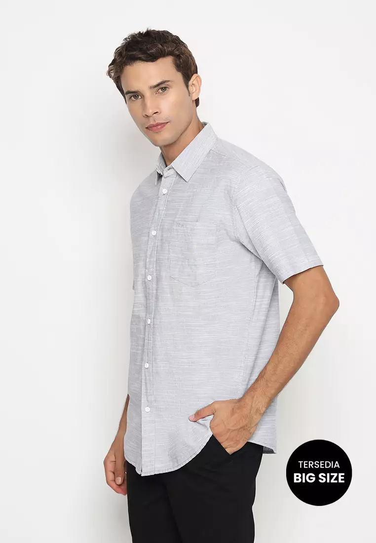 RBJ Kemeja Polos Cotton Abu Regular Fit Big Size