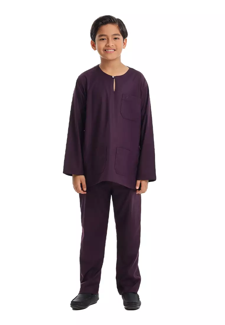 Forest x Hatta Dolmat Baju Melayu Teluk Belanga Budak - FK24104BM-70DkPurple