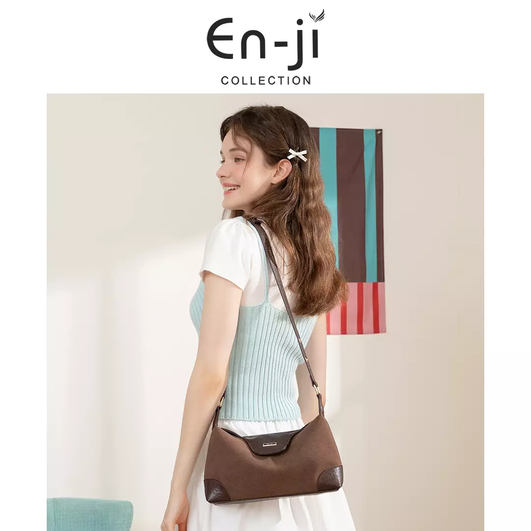 En-Ji Jini Shoulderbag Wanita Warna Nougat