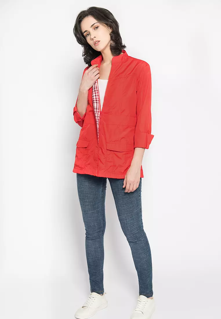 LGS - Jaket Wanita Double Pocket Merah Slim Fit LJK.361.571.A007.C