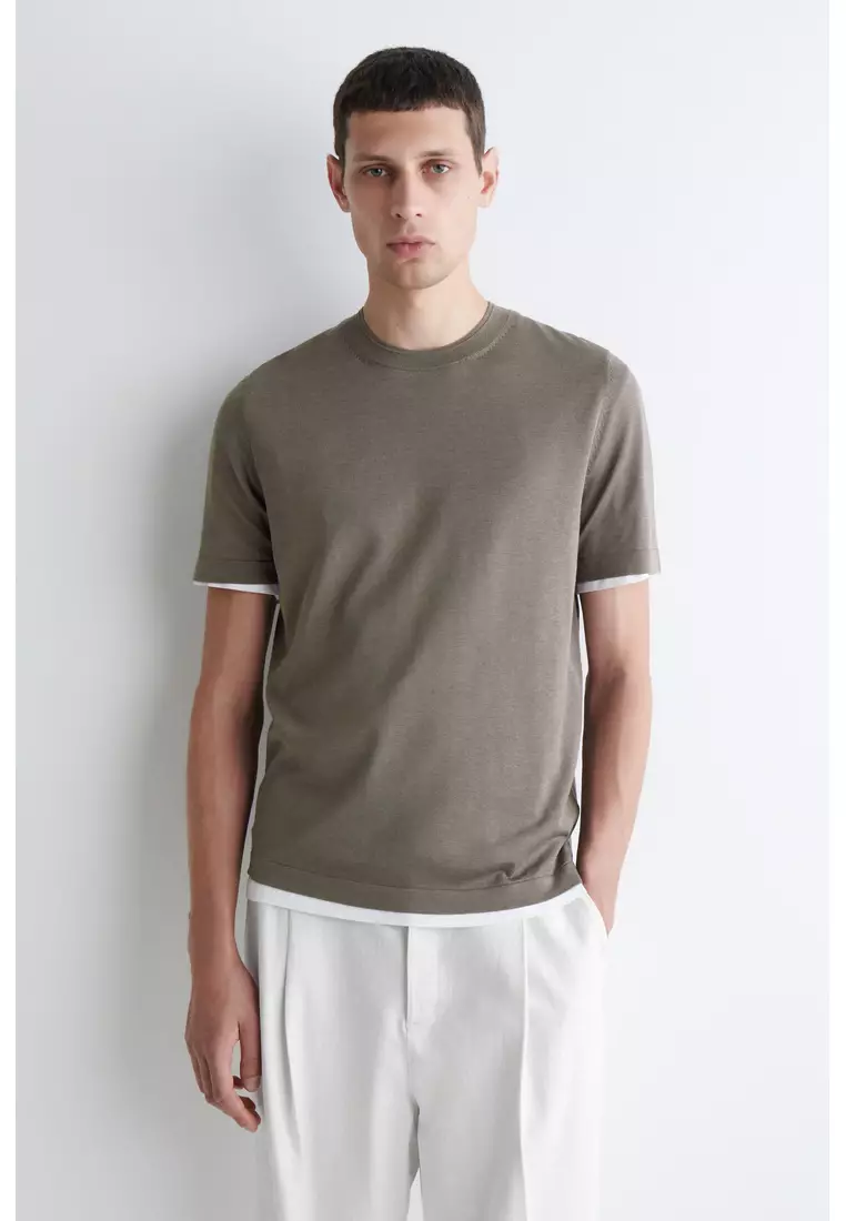 SLIM KNITTED SILK T-SHIRT