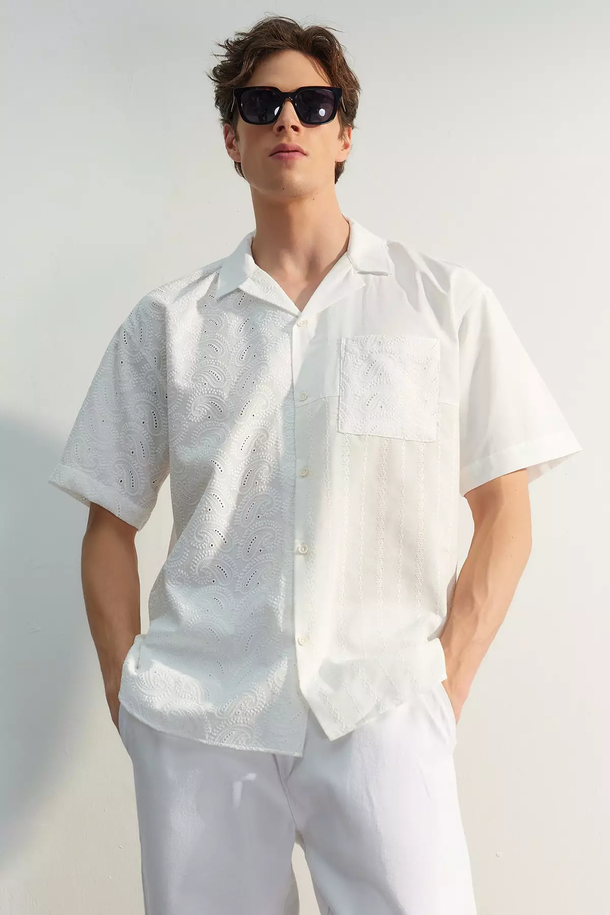 Buy Trendyol Limited Edition White Men s Oversized Embroidered