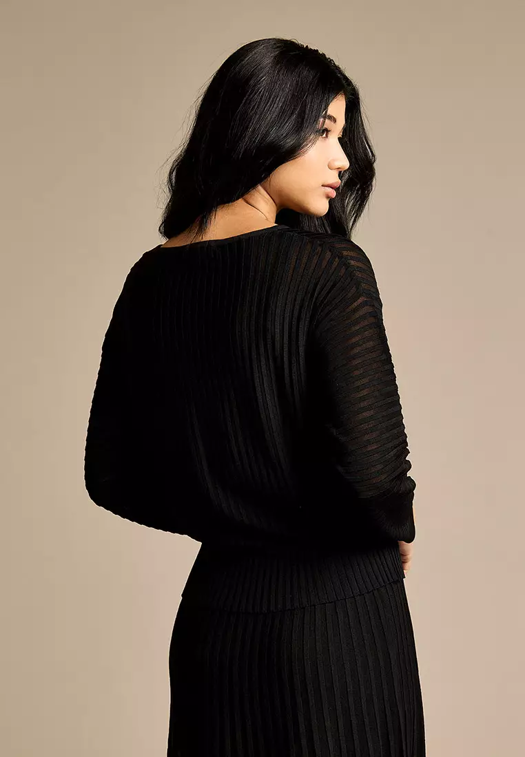 Amrie Black Knitted Top