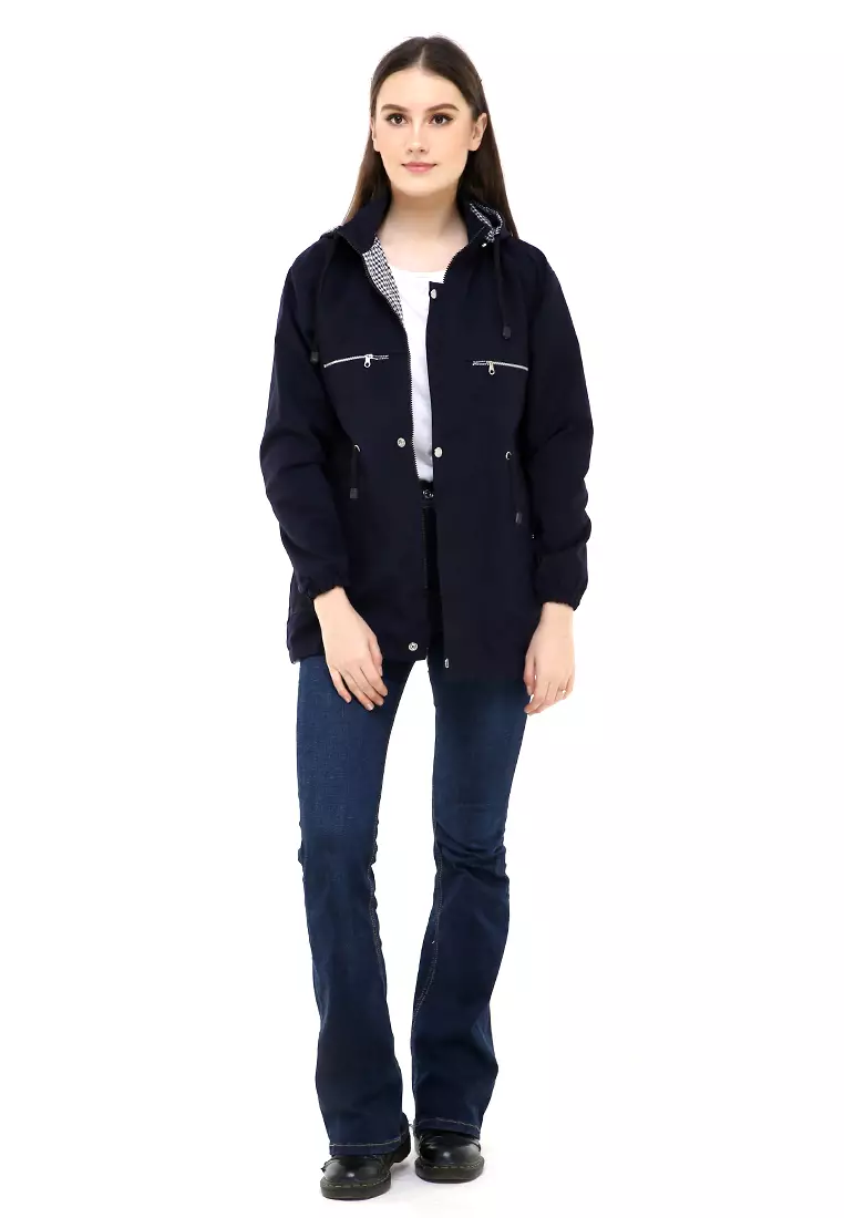 Hardwin Jacket Wanita Adventure Casual Longsleeve Outer Material Baby Canvas ORIGINAL - Navy
