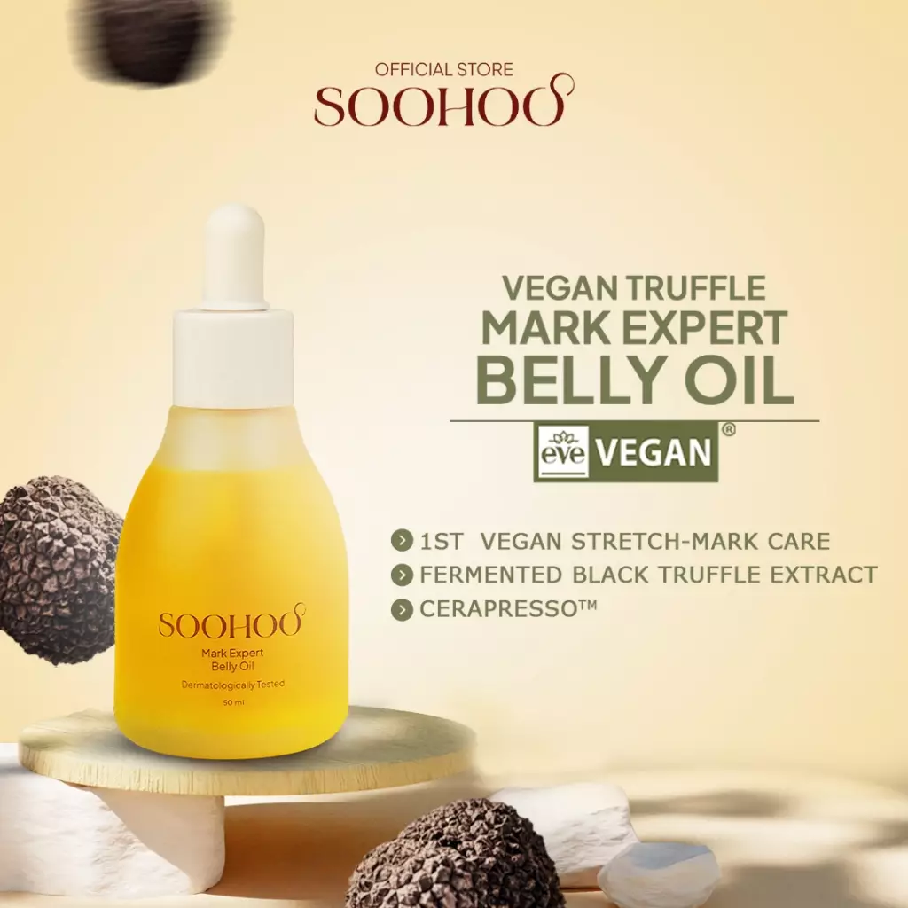 Soohoo Vegan Truffle Mark Expert Belly Oil - Minyak Penghilang Stretch Mark Ibu Hamil dan Menyusui