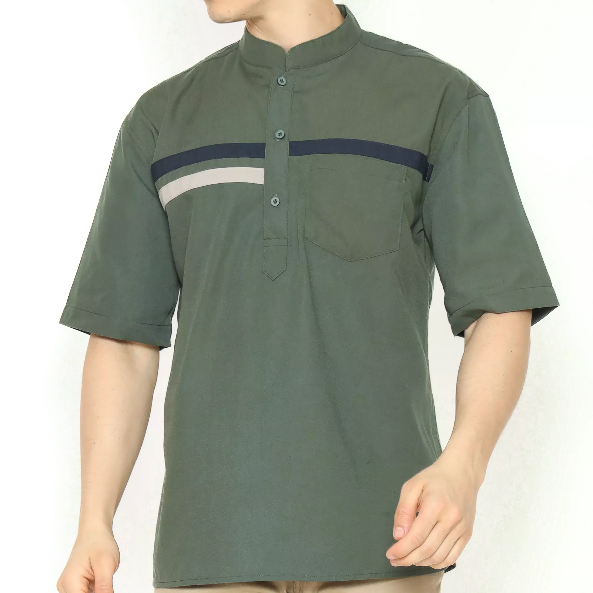 AMK Kemeja Koko Pria Lengan Pendek KK BB 007 S/s Cap 6 Green