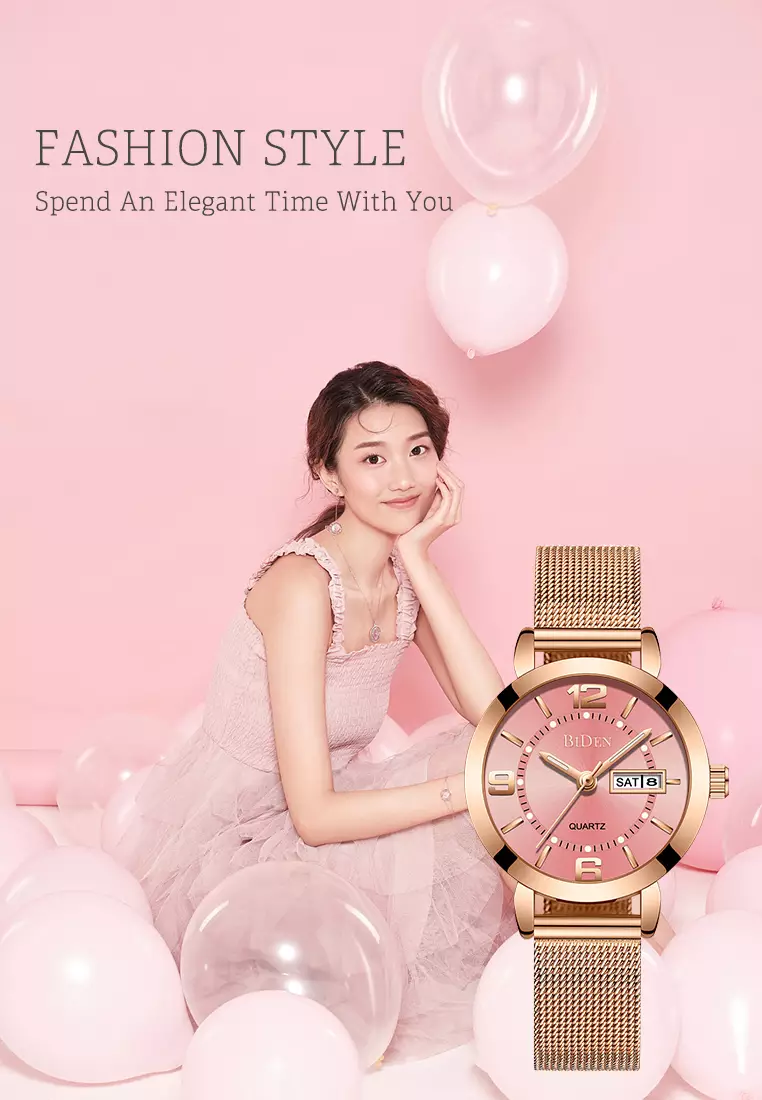 jam tangan wanita 3ATM Anti Air fashion bisnis Kuarsa jam tangan cewek Tali jala