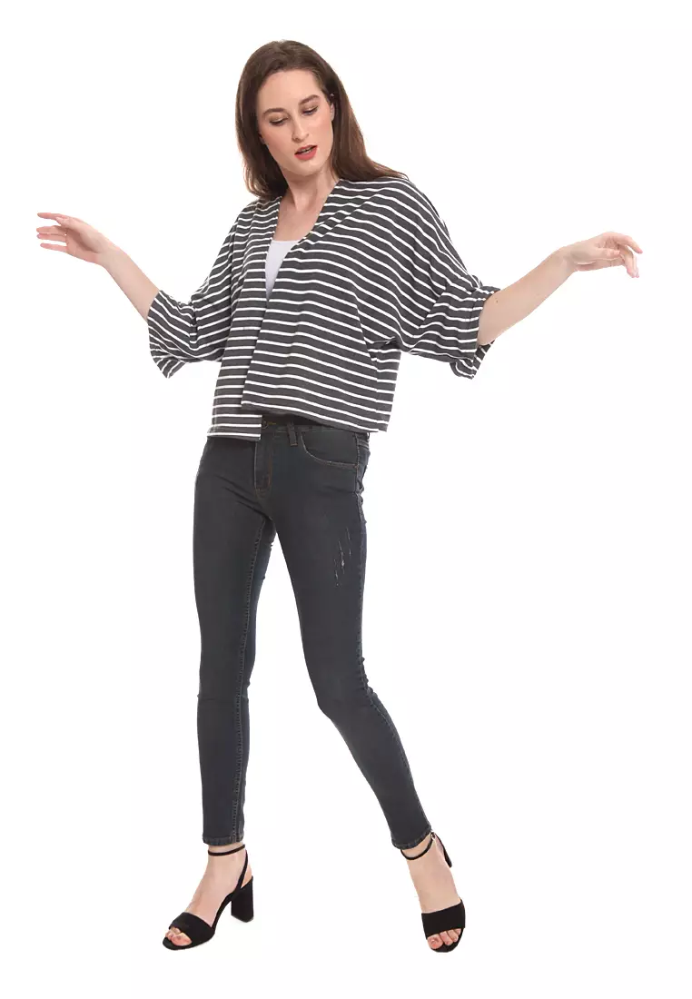 Skinny Jeans Aksen Rips Grey Stone 1909