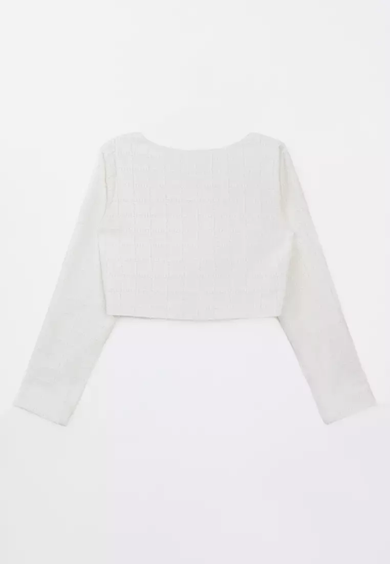 Tweed Square Neck Top