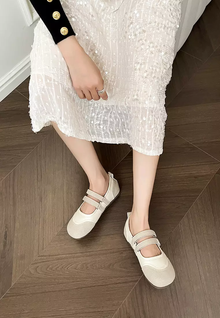 Color Matching Double Strap Mary Jane Shoes WW612-1