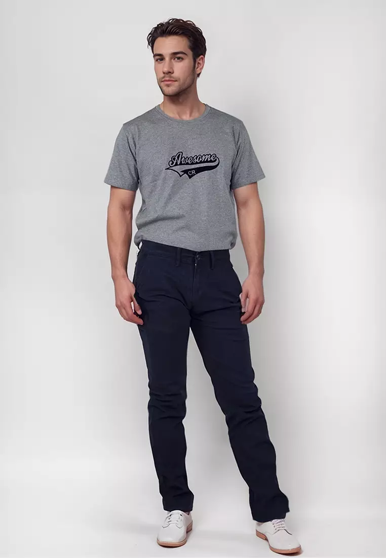 Crocodile CHIN | Men Chino Pants Activewear Celana Panjang Pria CR551 Navy