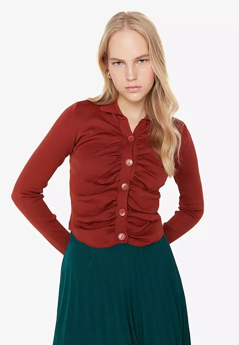 Buy Trendyol Ruched Button Cardigan 2024 Online ZALORA Singapore