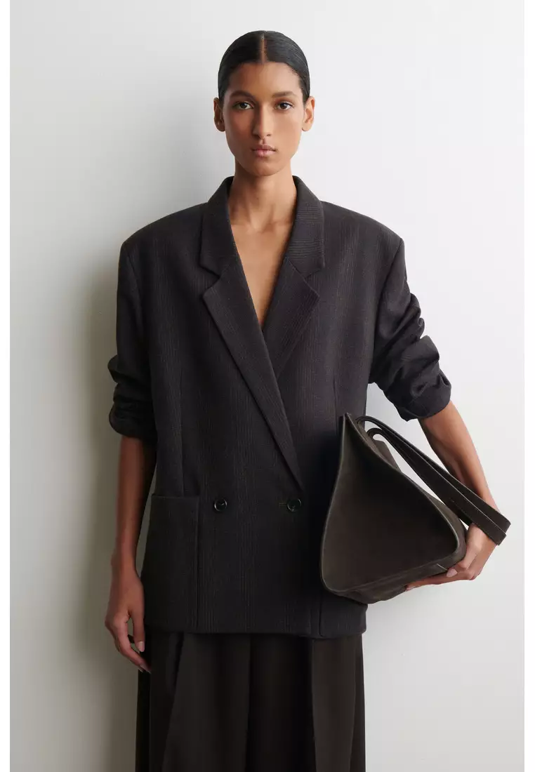 CHECKED DOUBLE-BREASTED BLAZER