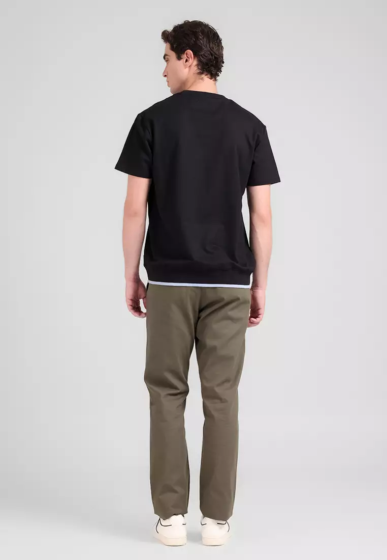 MANZONE - Kaos Lengan Pendek Pria Calix Sweatshirt - Black Colour Black