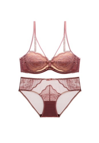 LYCKA brown LMM0135-Lady Two Piece Sexy Bra and Panty Lingerie Sets (Brown) AF148US2FC48FEGS_1