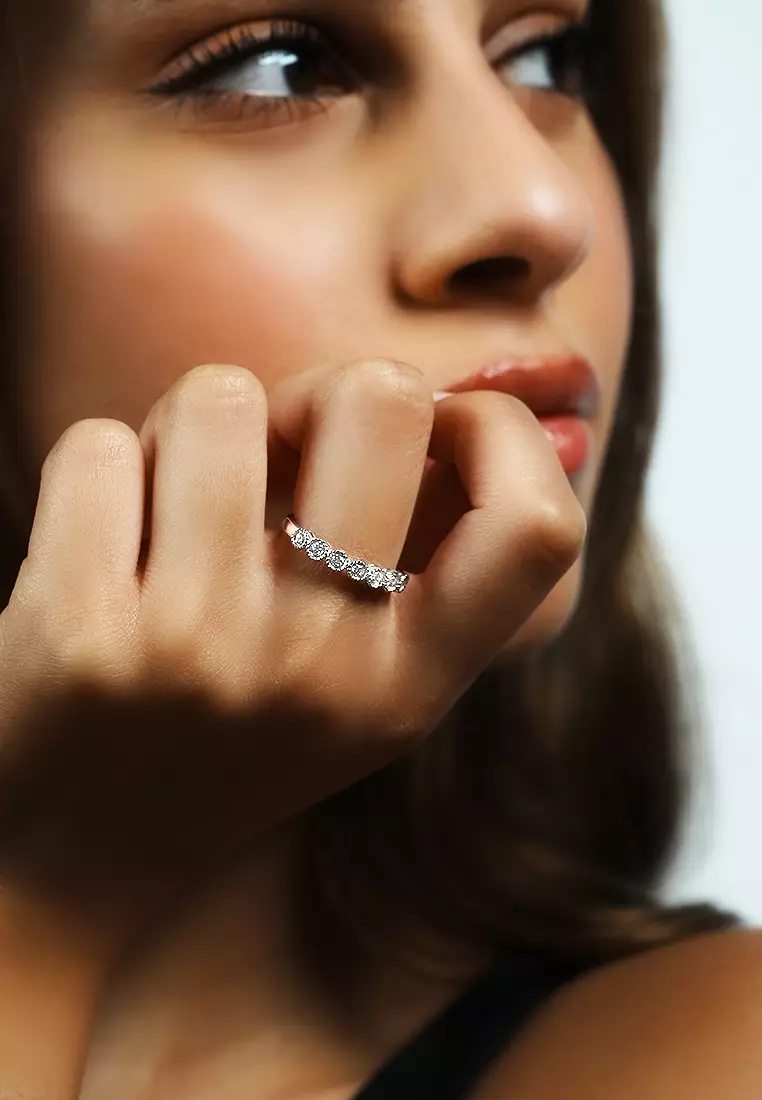 Bezel Set Lab Grown Diamond Half-Eternity Band in 18K White Gold